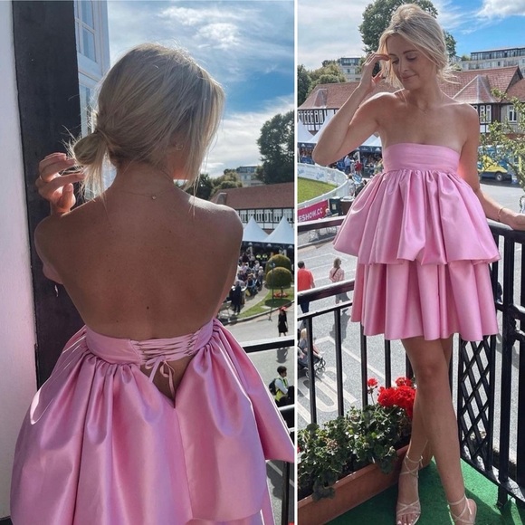 ROTATE by BIRGER CHRISTENSEN Carmina Tiered Ruffle Dress in Prism Pink Size 6 - Picture 10 of 16